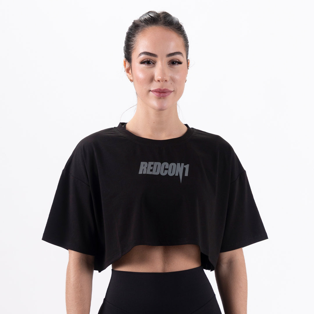 Black Essential Crop Tee – REDCON1