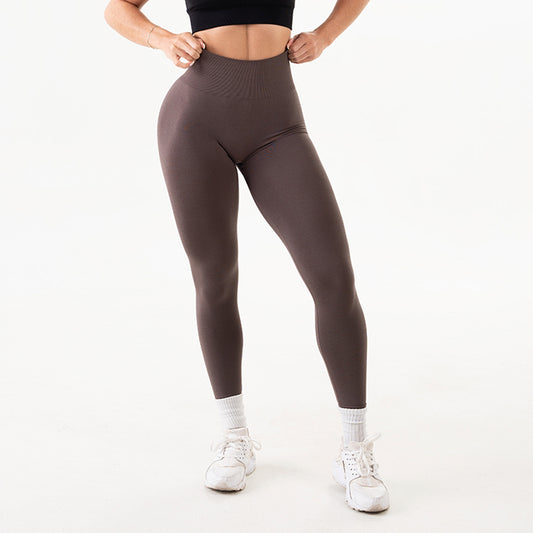 Mocha Solid Seamless Leggings Front