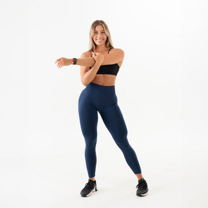 Indigo Blue Solid Seamless Leggings Lifestyle 2