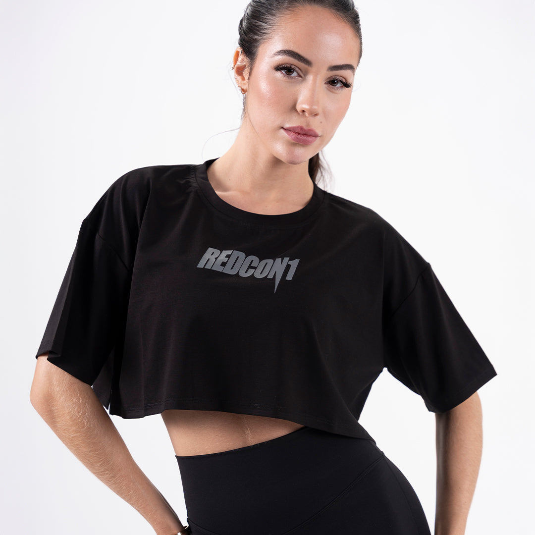 Black Essential Crop Tee – REDCON1
