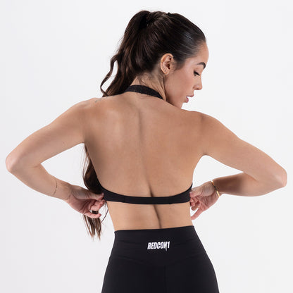 Black Essential Halter Sports Bra