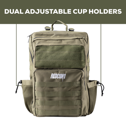 Tactical Green Backpack - Adjustable Cup Holders