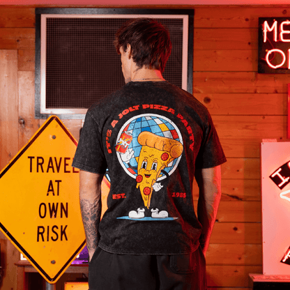 Acid Wash Pizza Party Oversized Shirt