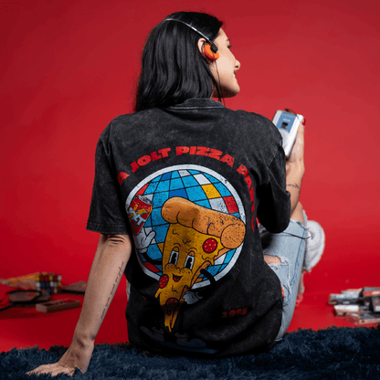 Acid Wash Pizza Party Oversized Shirt