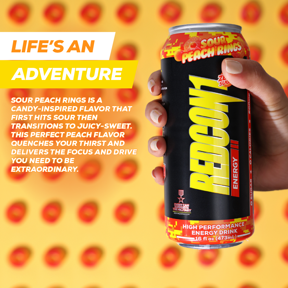 REDCON1 ENERGY - Sour Peach Rings Flavor Description