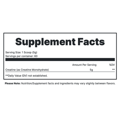 Basic Training Creatine Supplement Fact