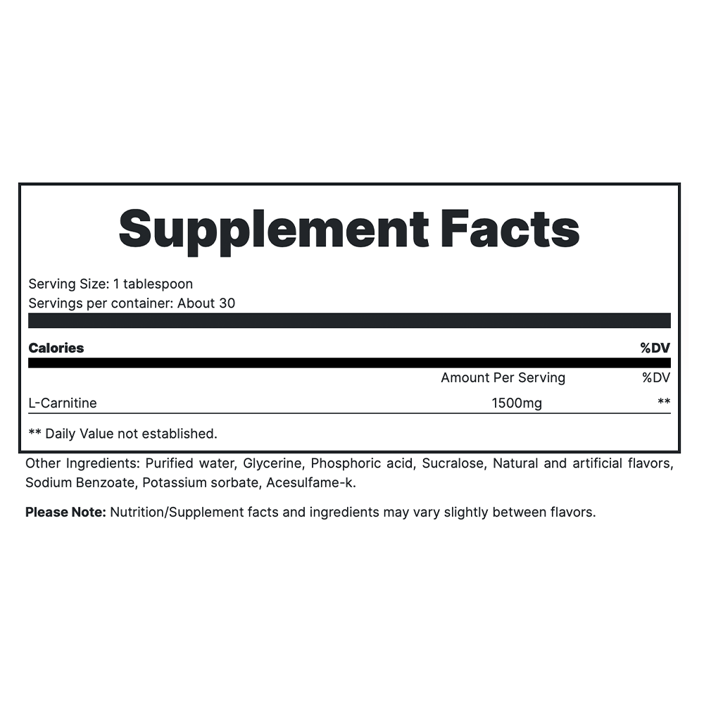 L Carnitine - Green Apple Supp Fact