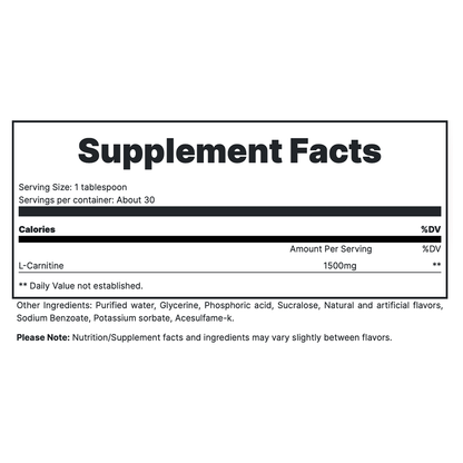 L Carnitine - Orange Crush Supp Fact