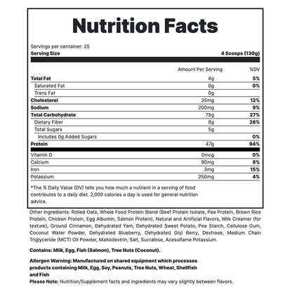 MRE - Banana Nut Bread Supp Fact