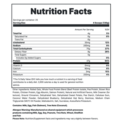 MRE - Blueberry Cobbler Supp Fact