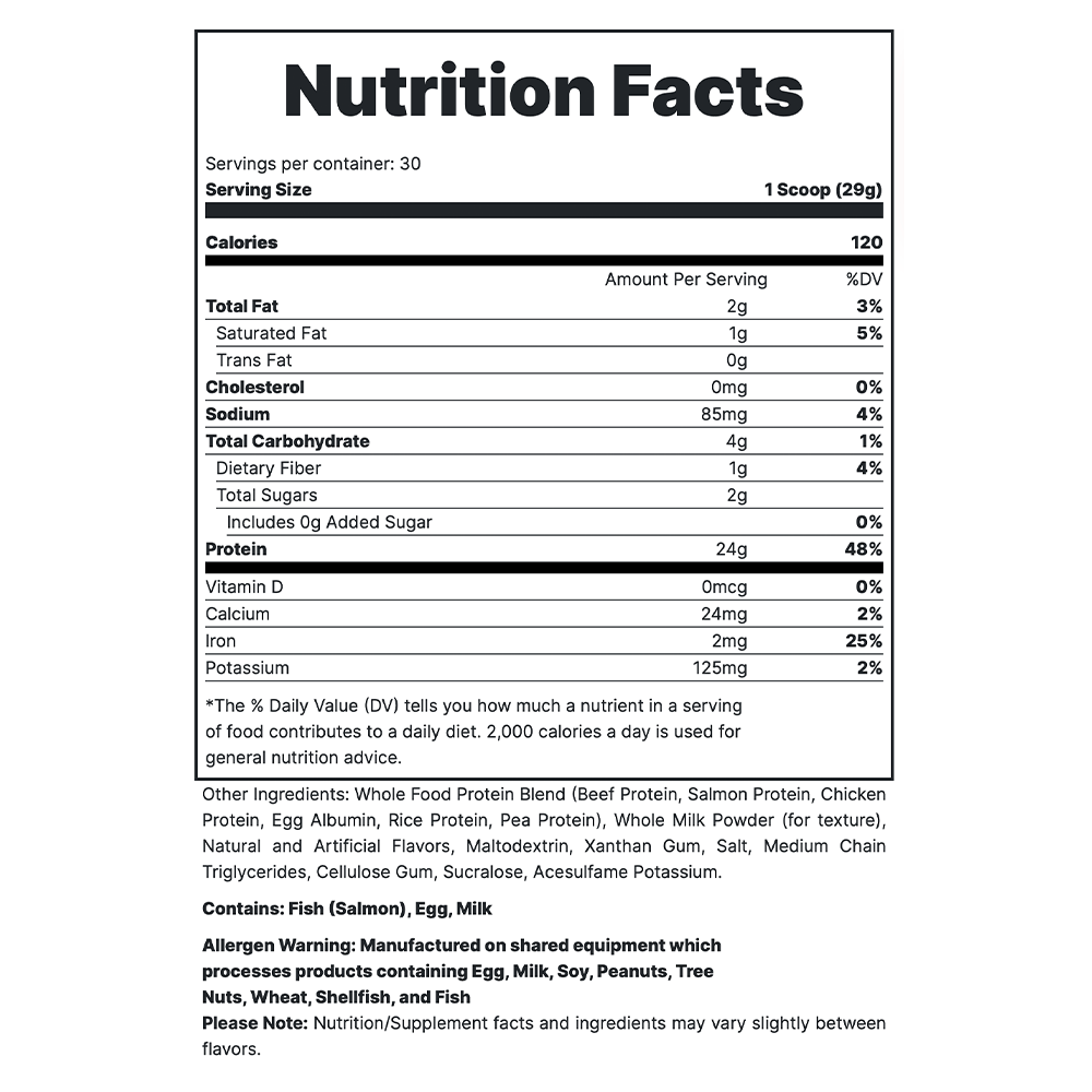 MRE Lite - Banana Nut Bread Supplement Fact