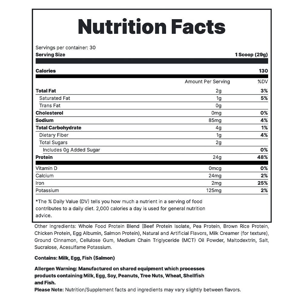 MRE Lite - Fudge Brownie Supplement Fact