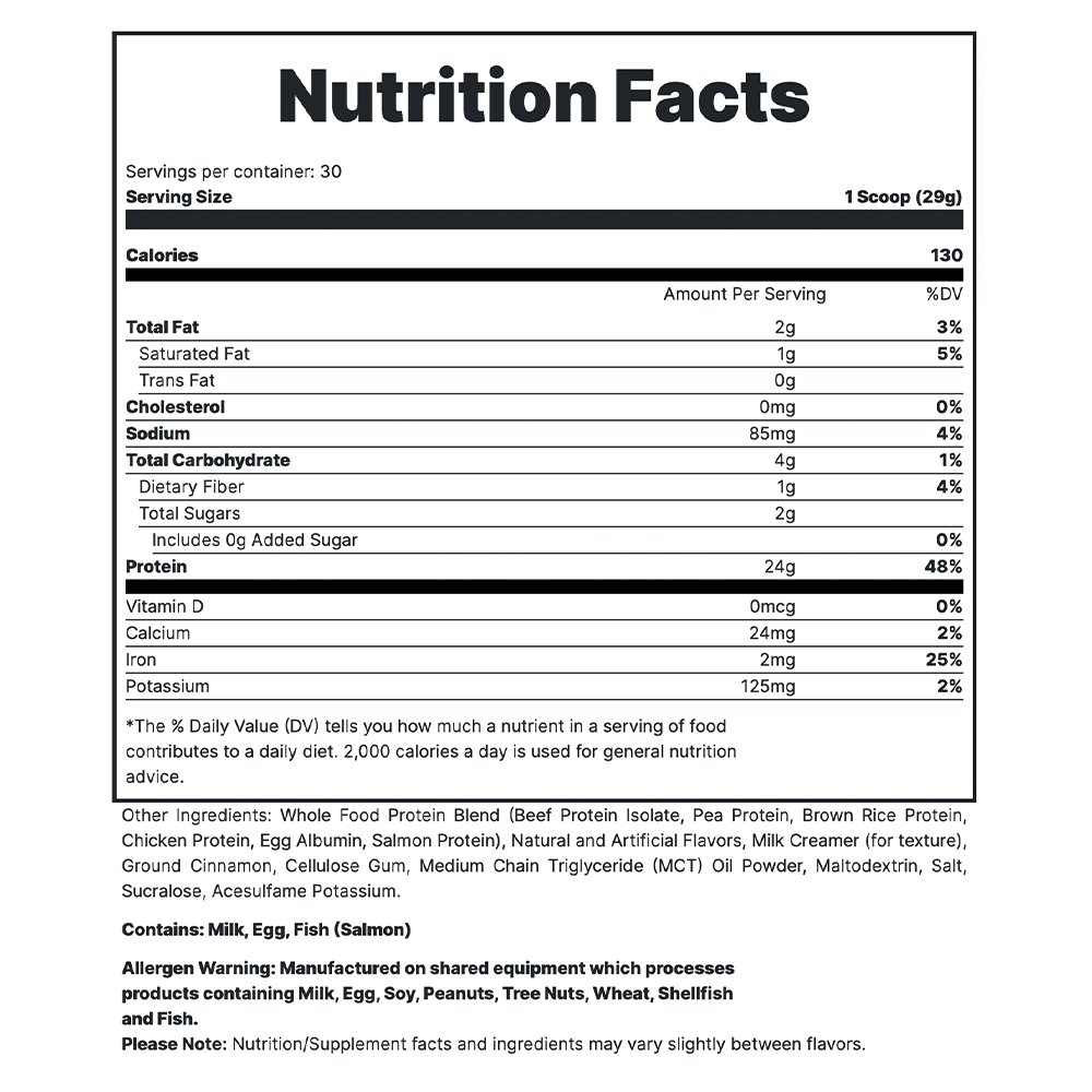 MRE Lite -Peanut Butter Cookie Supplement Fact