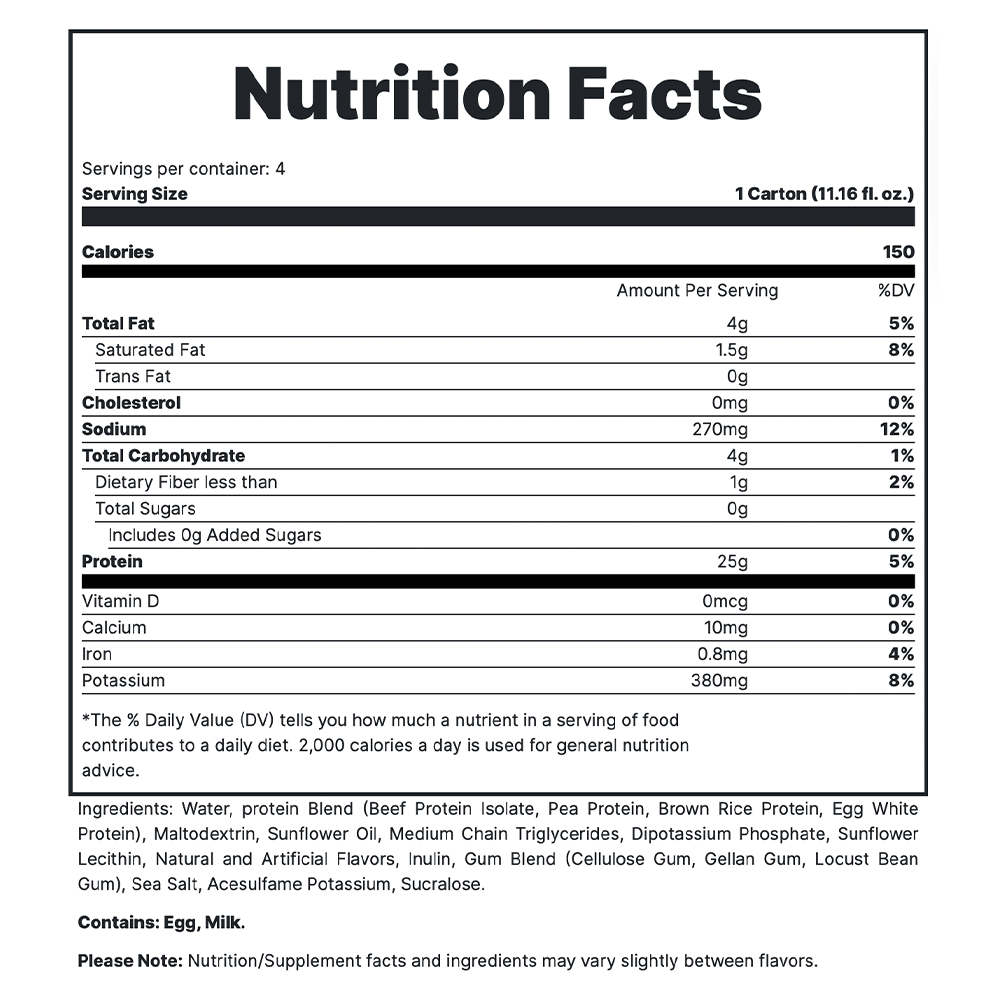 Mre Rtd -Vanilla MIlkshake Supp Fact