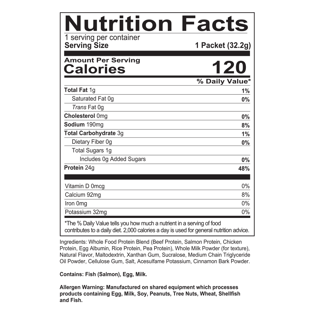 MRE Lite - Banana Nut Bread Sample Supp Fact