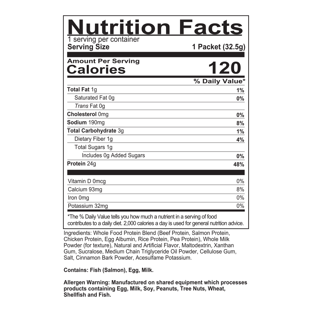 MRE Lite - Blueberry Cobbler Sample Supp Fact