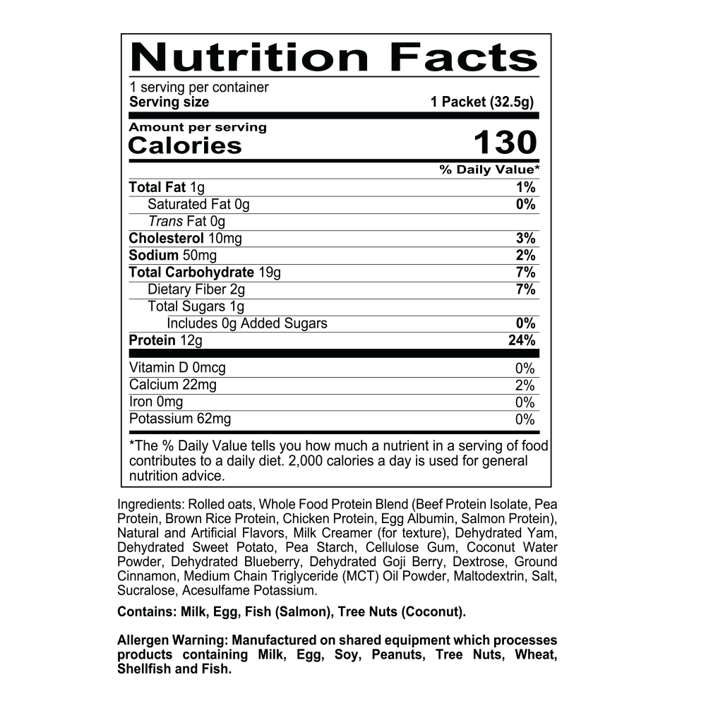 MRE -Blueberry Cobbler Sample Supp Fact