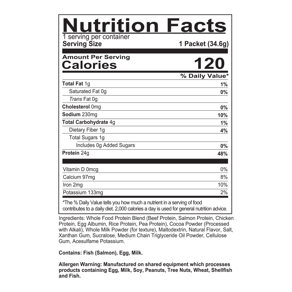 MRE Lite - Fudge Brownie Sample Supp Fact