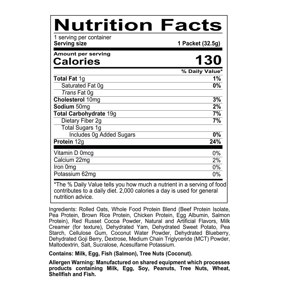 MRE - Fudge Brownie Sample Supp Fact