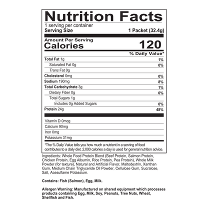 MRE Lite -  Oatmeal Chocolate Chip Sample Supp Fact