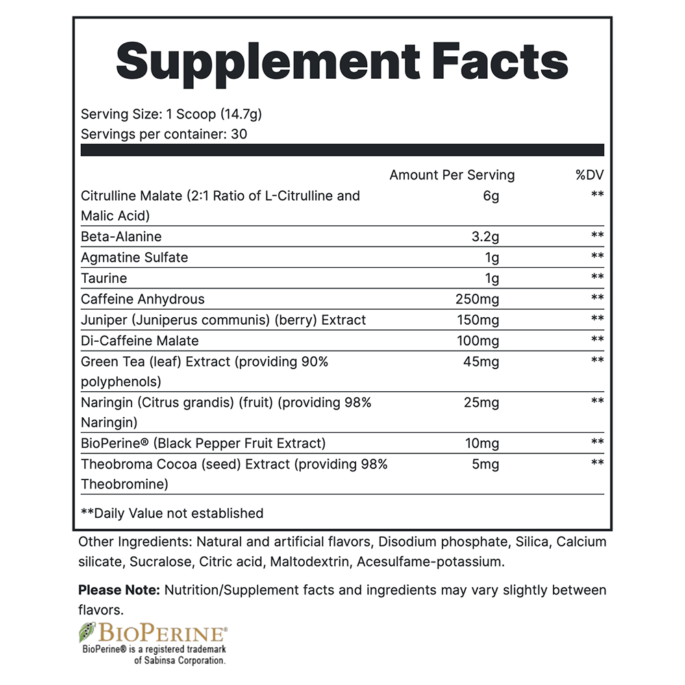 Total War - Sour Gummy Bear Supplement Fact