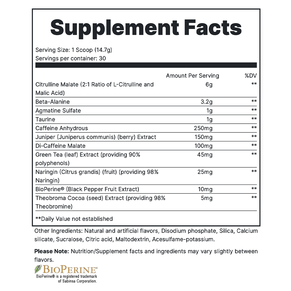 Total War - Strawberry Mango Supplement Fact