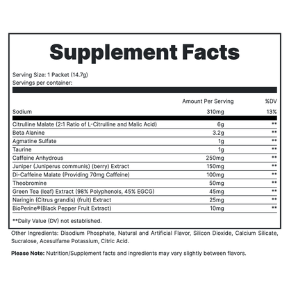 Total War Single Serving - Strawberry Kiwi Supp Fact