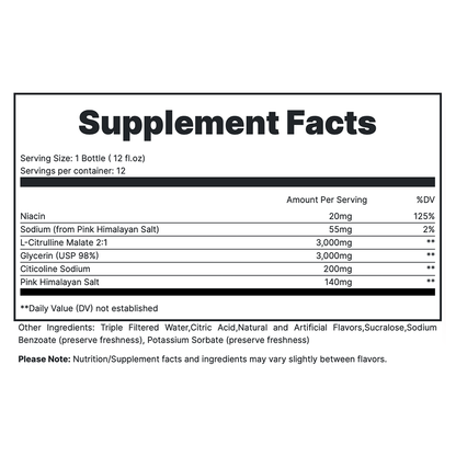 Big Noise RTD -Strawberry Kiwi Supplement Fact