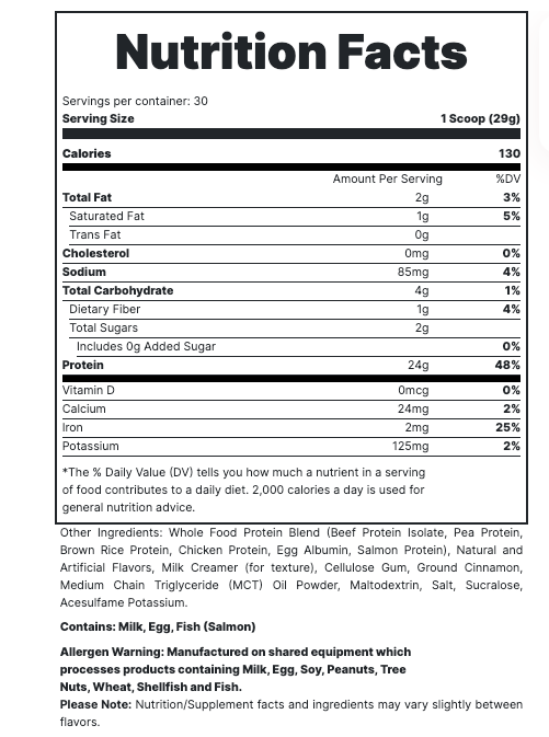 MRE Lite - Blueberry Cobbler Supp Facts