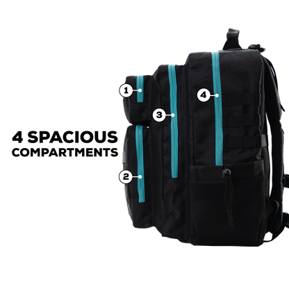 TACTICAL PRO BACKPACK 25L BLACK W/ TEAL