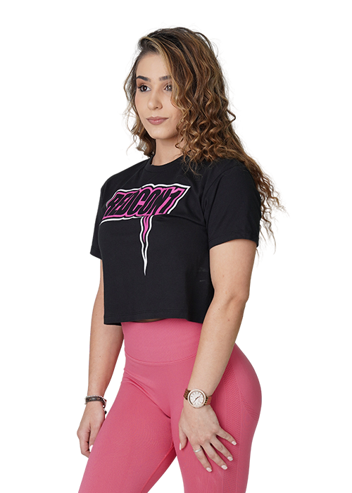 Premium Flowy Black & Pink Crop Model