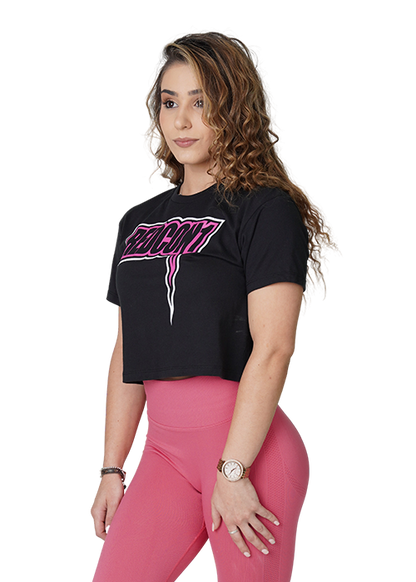 Premium Flowy Black & Pink Crop Model