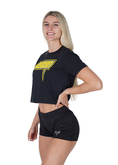 Premium Future Black & Yellow Crop With Model Side View
