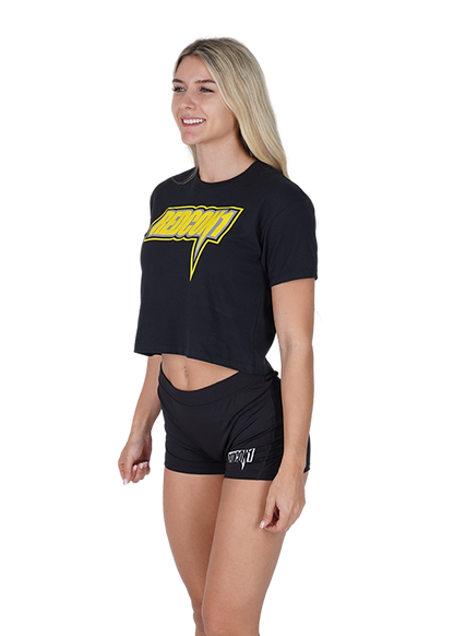Premium Future Black & Yellow Crop With Model Side View