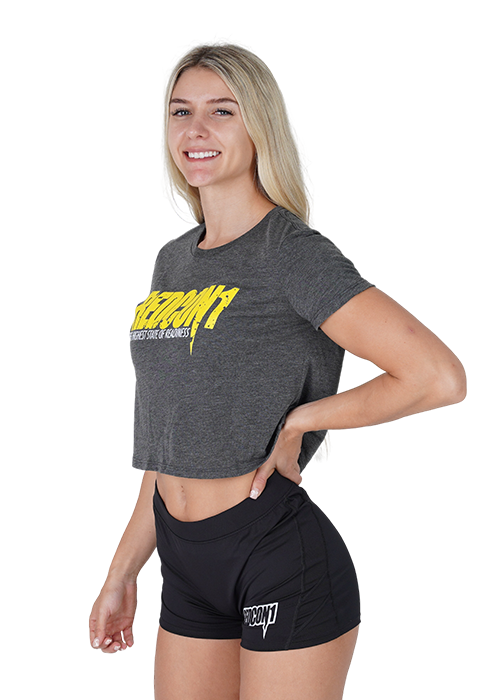 Premium Dark Grey Heather Crop Side View